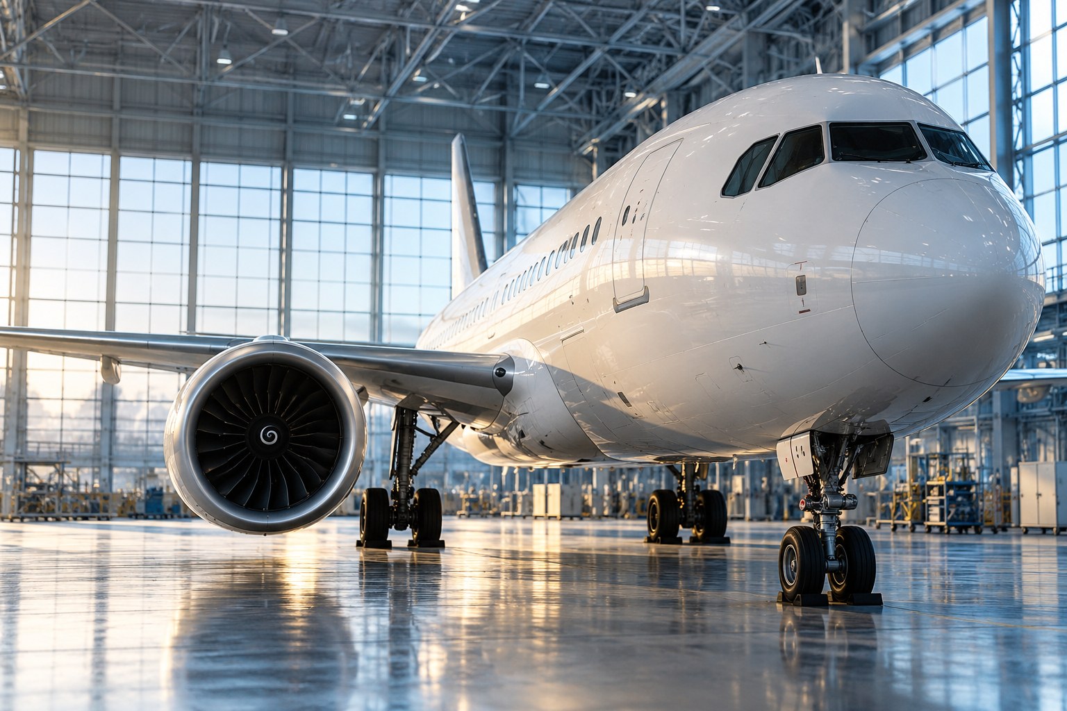 Illustrative aircraft in a hangar