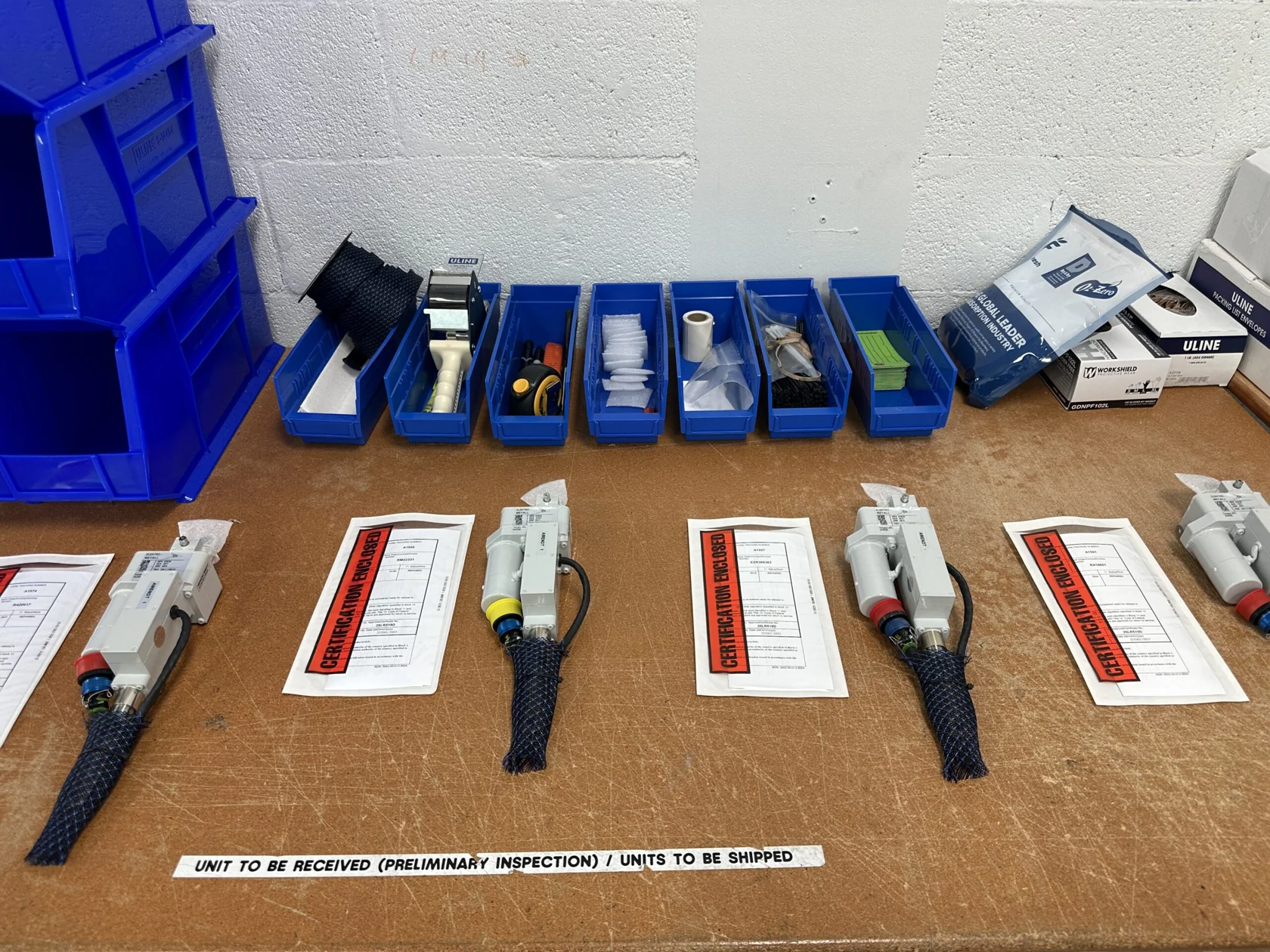EME components and tooling on a workbench